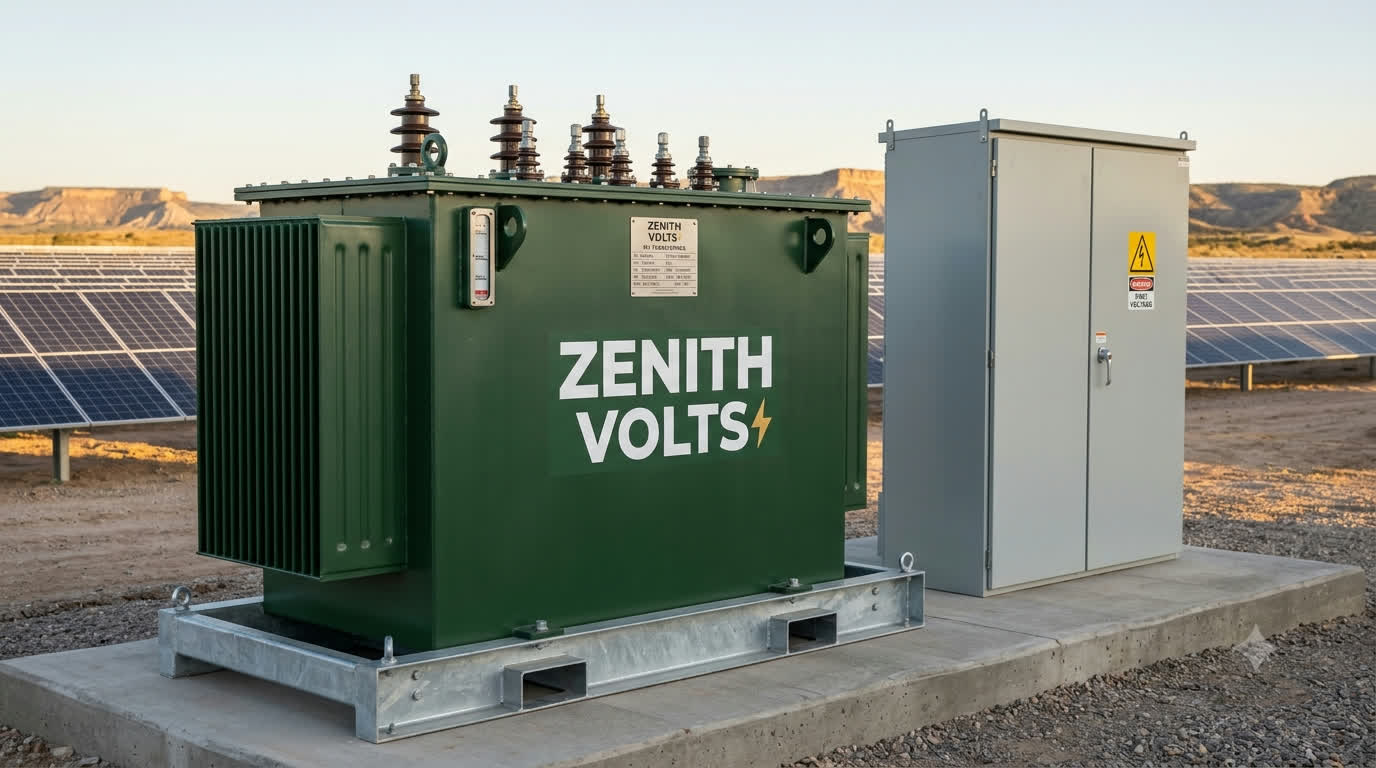 ZV-PT transformer concept rendering at a solar field